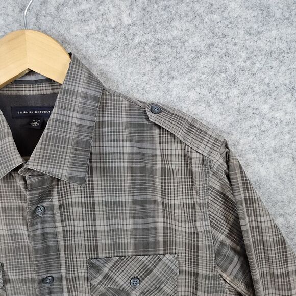 Banana Republic Men's Shirt Size M (15-15 1/2) Brown Plaid Button Up Two Pockets - Picture 4 of 15